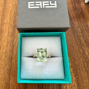Effy Green Amethyst and Diamond Ring in 14k Yellow Gold